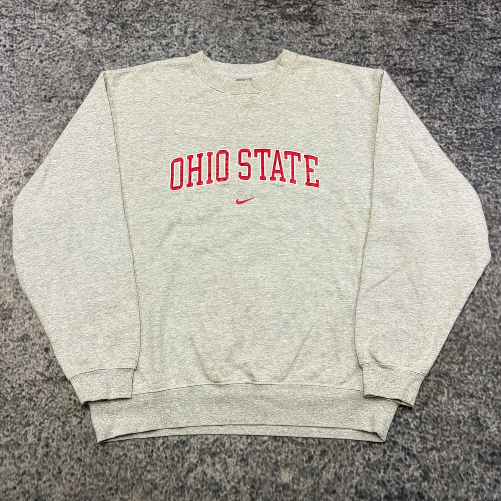 VTG Nike Center Swoosh Ohio State Buckeyes Crewneck Sweatshirt Mens XL Gray 90s